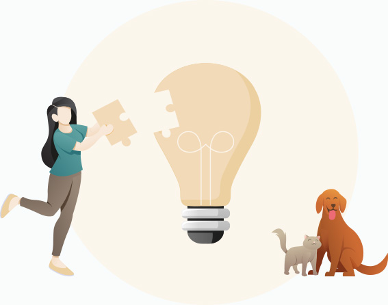 Illustration of Kat the Behaviour Tech building a light bulb